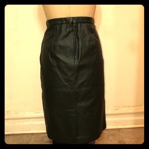Olive green Leather highwaist pencil skirt